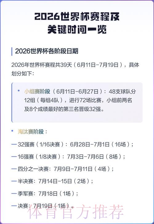 2026世界杯每日赛程一览完整安排实时查看